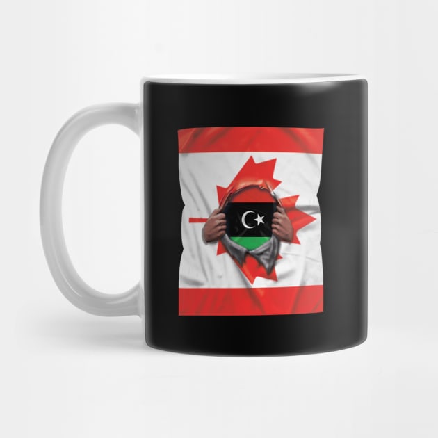 Libya Flag Canadian Flag Ripped - Gift for Libyan From Libya by Country Flags